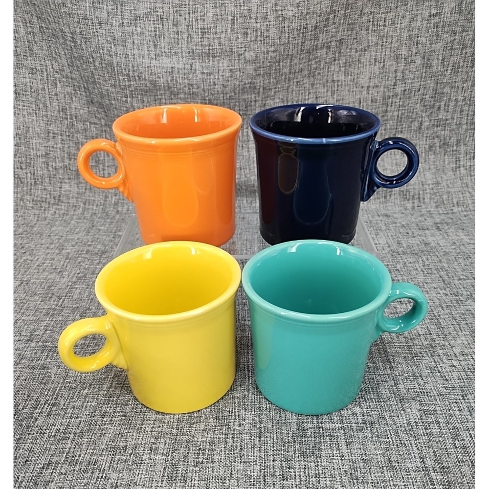 Fiesta Ring Handle Mug Set of 4 Cobalt, Tangerine, Sunflower, Turquoise